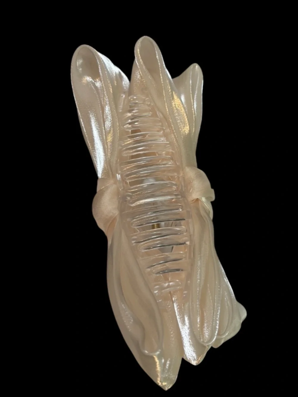 Cream Silky Bow Claw Clip NWOT